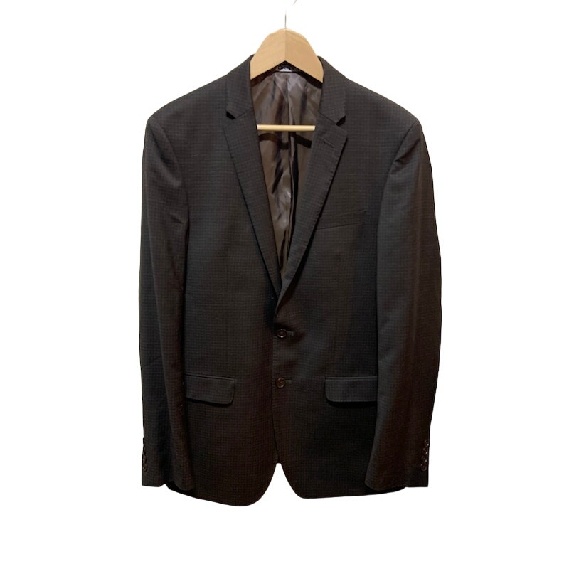 Dkny Blazer Sportscoat Suit Men's Size 40 L Gray Checked Dark Gray 100% Wool